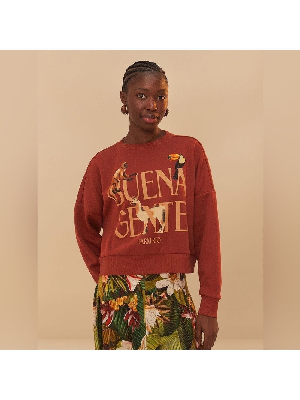 Farm Rio Brown Buena Gente Sweatshirt